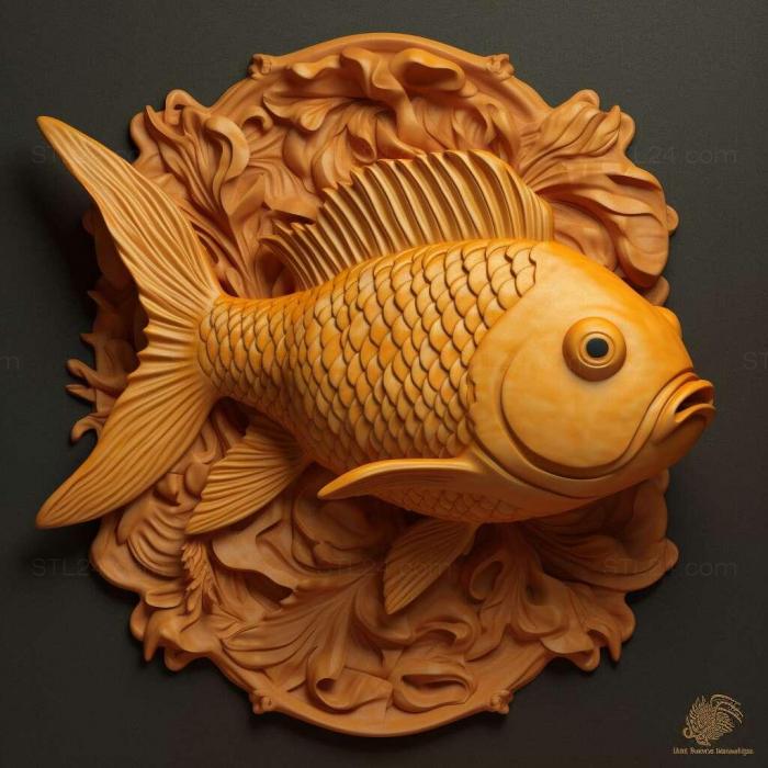 Nature and animals (Goldfish fish 1, NATURE_5373) 3D models for cnc
